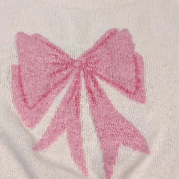 Jessica Simpson Cream Sweater with Pink Bow Large - Picture 3 of 7